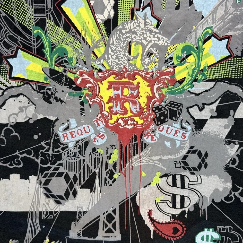 Vintage Y2K Boys Money Graphic Track Jacket M 10–12 Black Zip Streetwear Request - Picture 7 of 11